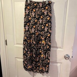 American Eagle Outfitters Black Floral A-Line Skirt
